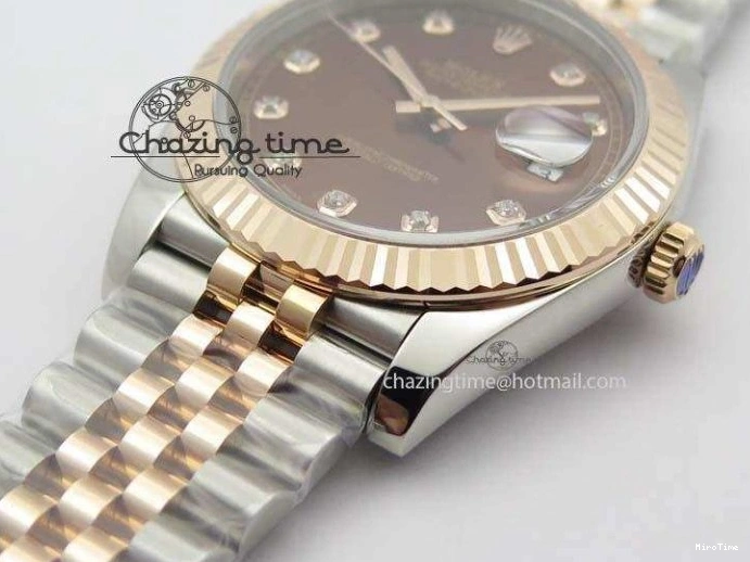 MiroTime 0313 Vibrant DateJust 41mm 126303 Noob 1:1 Best Edition RG Wrapped Brown Diam Dial Fluted Bezel On Jubilee Bracelet A 3781